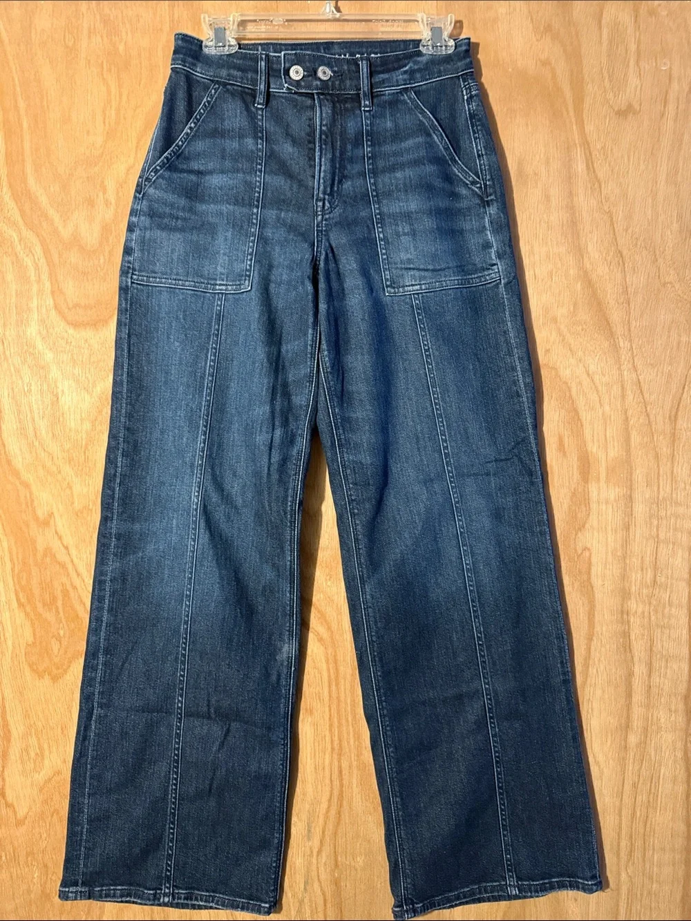 American Eagle Outfitters Dark Blue Wide-Leg Jeans - Picture 1 of 5
